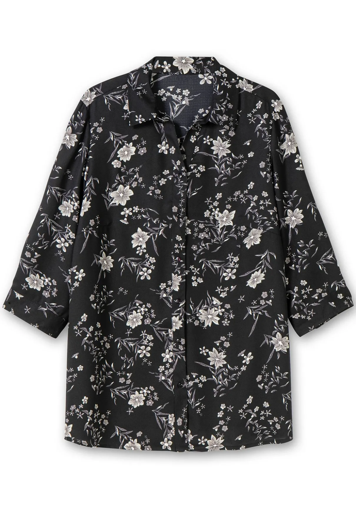Bluse in leichter A-Linie, mit floralem Print