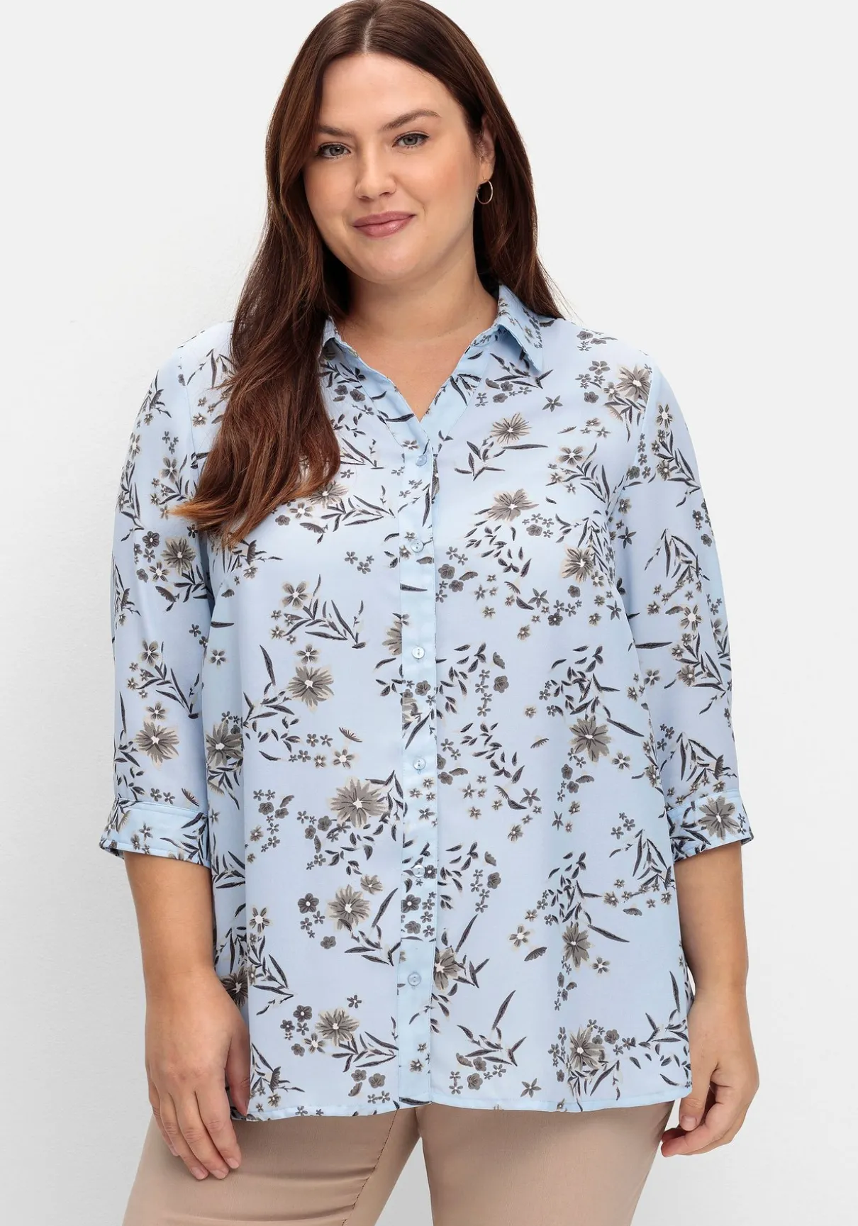 Bluse in leichter A-Linie, mit floralem Print