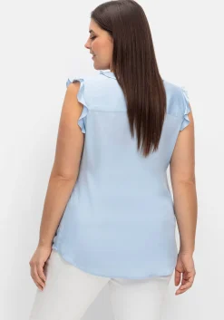 Bluse in ärmelloser Form mit Volants, aus Viskose