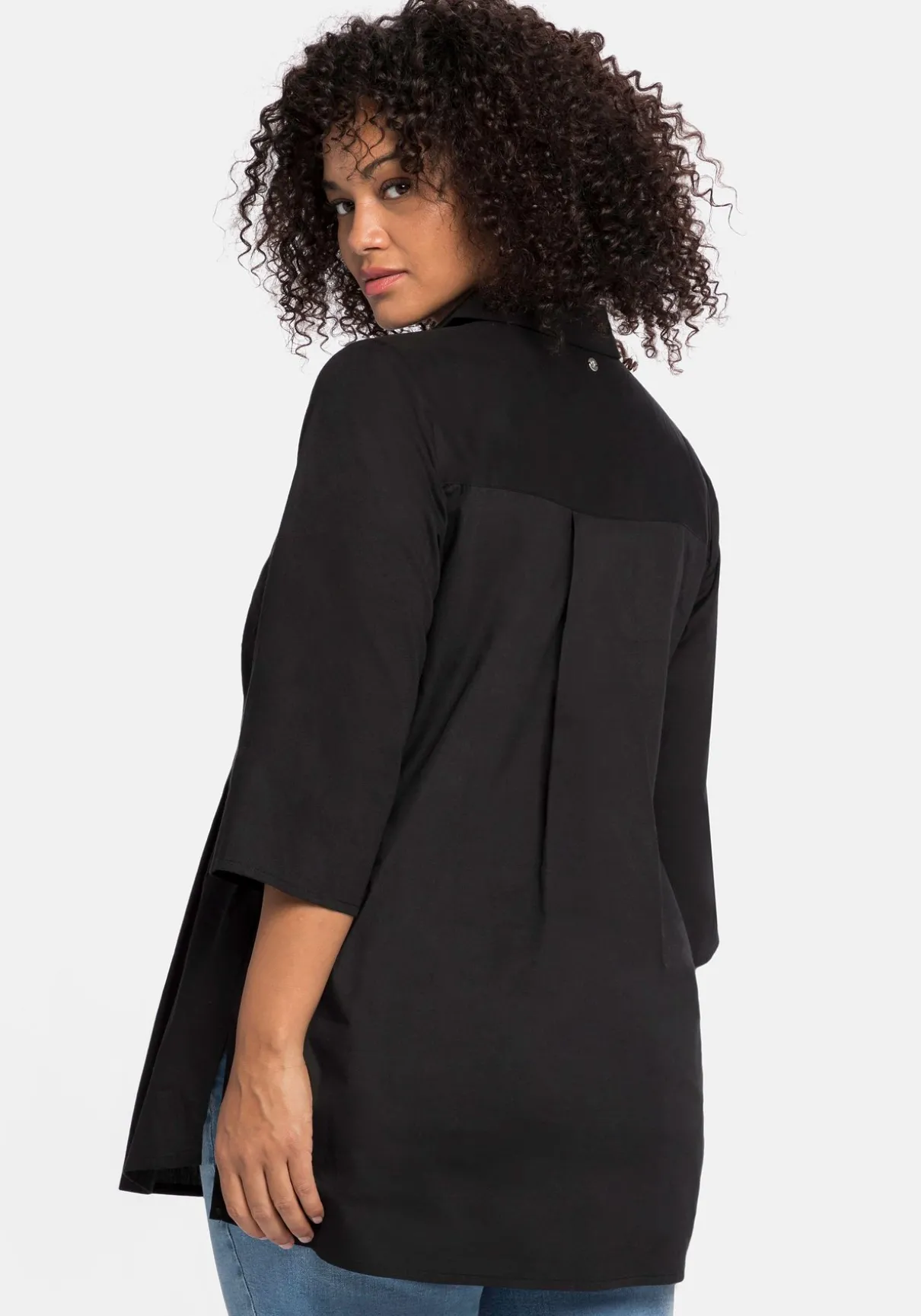 Bluse mit 3/4-Arm und dekorativen Falten