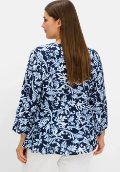 Bluse mit floralem Print und 3/4-Trompetenärmeln