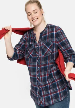 Bluse mit Karomuster und 3/4-Arm