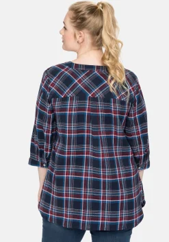 Bluse mit Karomuster und 3/4-Arm