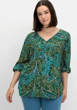 Bluse mit Paisleydruck und V-Ausschnitt