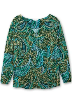 Bluse mit Paisleydruck und V-Ausschnitt