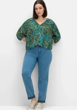 Bluse mit Paisleydruck und V-Ausschnitt