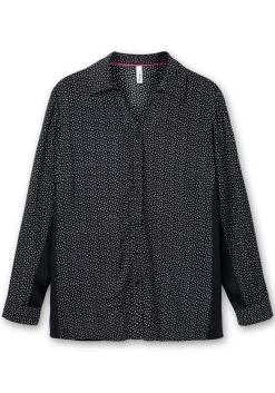 Bluse mit Print und elastischen Einsätzen