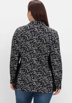 Bluse mit Print und elastischen Einsätzen