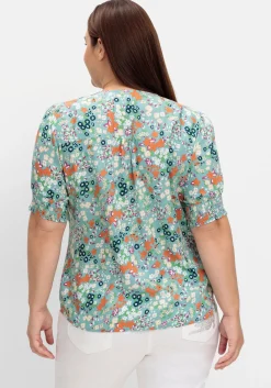 Bluse mit V-Ausschnitt und Allover-Blumenprint