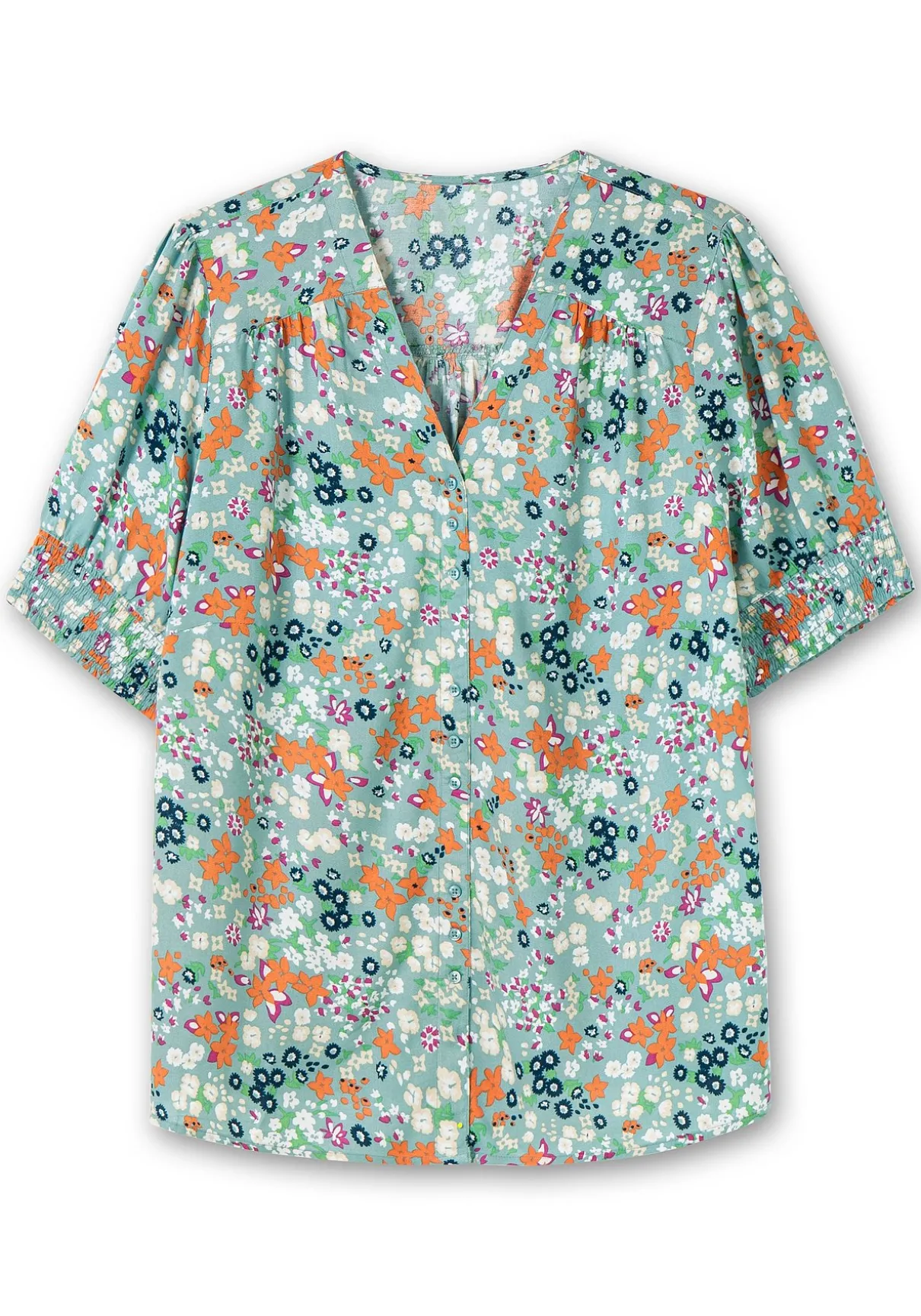 Bluse mit V-Ausschnitt und Allover-Blumenprint