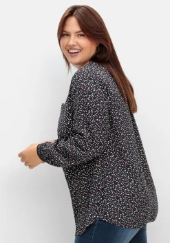 Bluse mit Wordingprint an den Manschetten