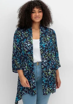 Blusenjacke mit Blätterdruck, in Zipfelform