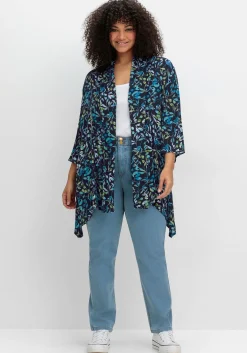 Blusenjacke mit Blätterdruck, in Zipfelform