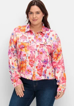 Blusenjacke mit Blumenprint, aus Viskose