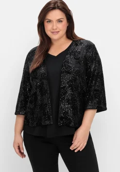 Blusenjacke mit Pailletten und 3/4-Ärmeln