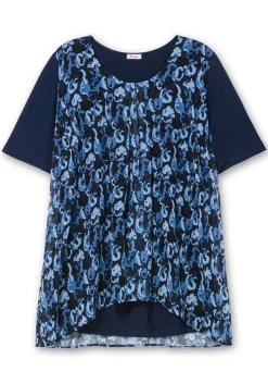 Blusenshirt aus Jersey und Chiffon, in Lagenoptik