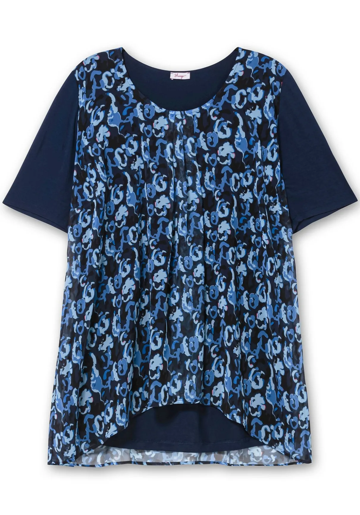 Blusenshirt aus Jersey und Chiffon, in Lagenoptik