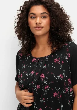 Blusenshirt aus Jersey und Chiffon, in Lagenoptik