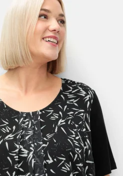 Blusenshirt aus Jersey und Chiffon, in Lagenoptik