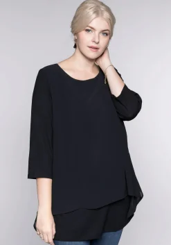 Blusenshirt in leichter A-Linie mit Zipfelsaum