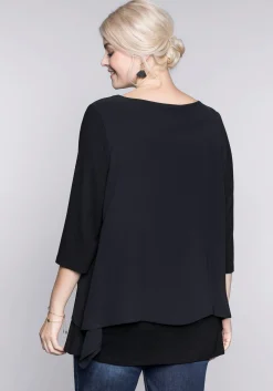 Blusenshirt in leichter A-Linie mit Zipfelsaum