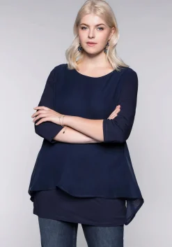 Blusenshirt in leichter A-Linie mit Zipfelsaum