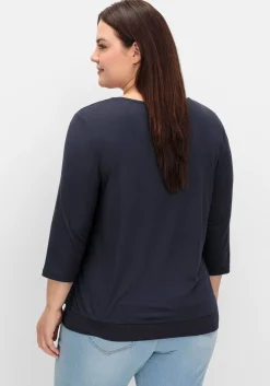 Blusenshirt mit Chiffon-Body und 3/4-Ärmeln