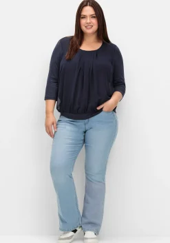 Blusenshirt mit Chiffon-Body und 3/4-Ärmeln