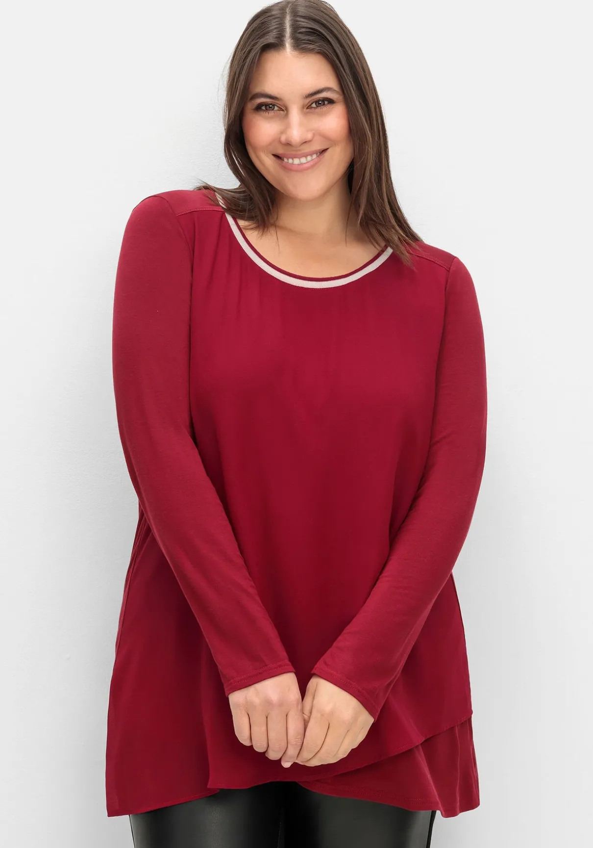 Blusenshirt mit doppellagigem Vorderteil