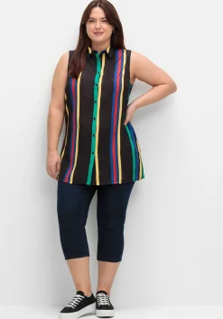 Blusentop in Longform, mit Längsstreifen