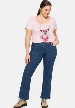 Bootcut Trachtenjeans mit abknöpfbarem Latz
