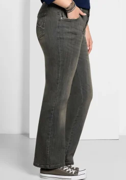 Bootcut-Jeans in 5-Pocket-Form, mit Used-Effekten