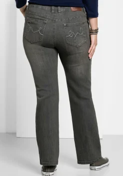 Bootcut-Jeans in 5-Pocket-Form, mit Used-Effekten