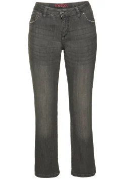 Bootcut-Jeans in 5-Pocket-Form, mit Used-Effekten