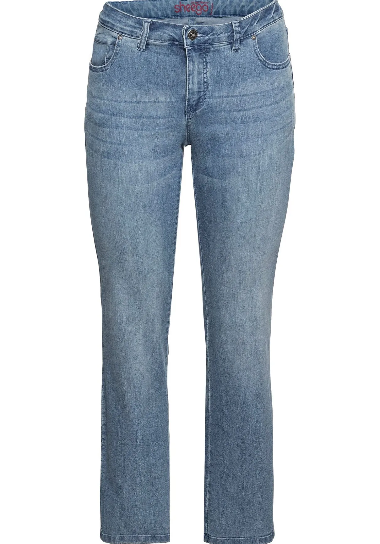 Bootcut-Jeans in 5-Pocket-Form, mit Used-Effekten