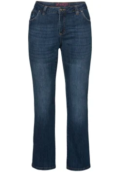 Bootcut-Jeans in 5-Pocket-Form, mit Used-Effekten
