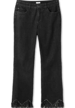 Bootcut-Jeans mit Fransensaum in Zickzack-Form