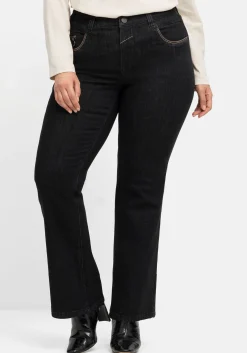Bootcut-Jeans mit Kontrast-Stickerei, extralang