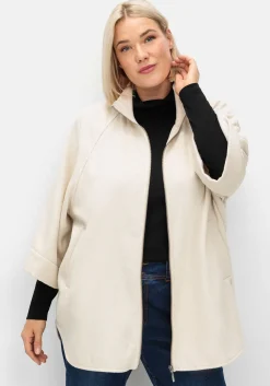 Cape-Jacke mit 3/4-Arm, mit Wolle