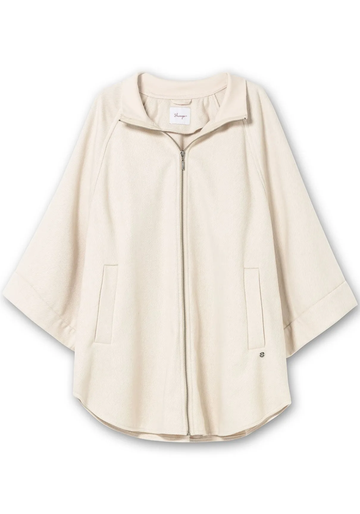 Cape-Jacke mit 3/4-Arm, mit Wolle