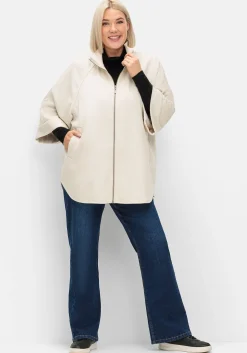 Cape-Jacke mit 3/4-Arm, mit Wolle
