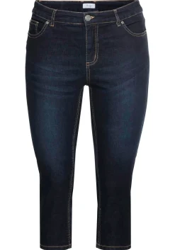 Caprijeans mit Kontrastnähten und Catfaces