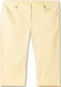 Caprijeans mit Teilgummibund und Glitzersteinen