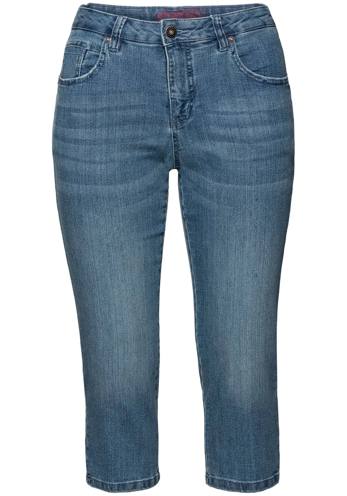 Caprijeans mit Used-Effekten