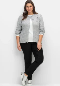 Cardigan mit Häkelblüten und Glitzergarn