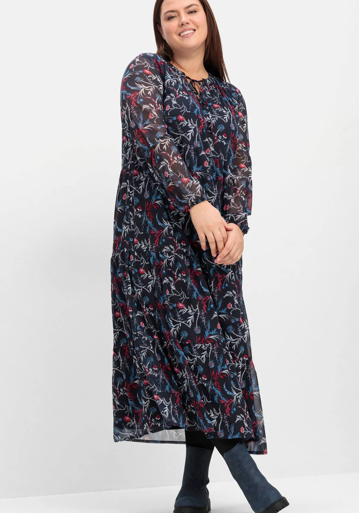 Chiffonkleid in Maxilänge, mit Alloverprint