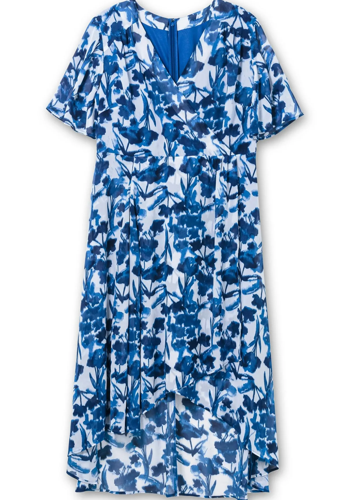 Chiffonkleid in Wickeloptik, mit Blätterprint