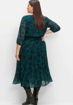 Chiffonkleid in Wickeloptik, mit Alloverprint