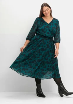 Chiffonkleid in Wickeloptik, mit Alloverprint