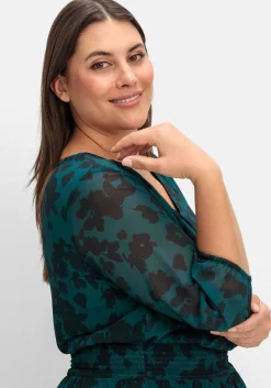 Chiffonkleid in Wickeloptik, mit Alloverprint